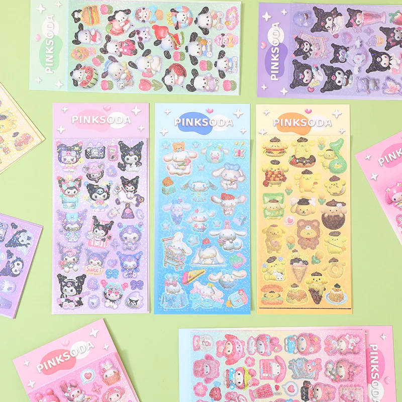 20/60/100pcs Sanrio Sticker Cute Cartoon Cinnamoroll Kuromi My Melody Sticker Decals Material Stationery Wholesale Kids Toys