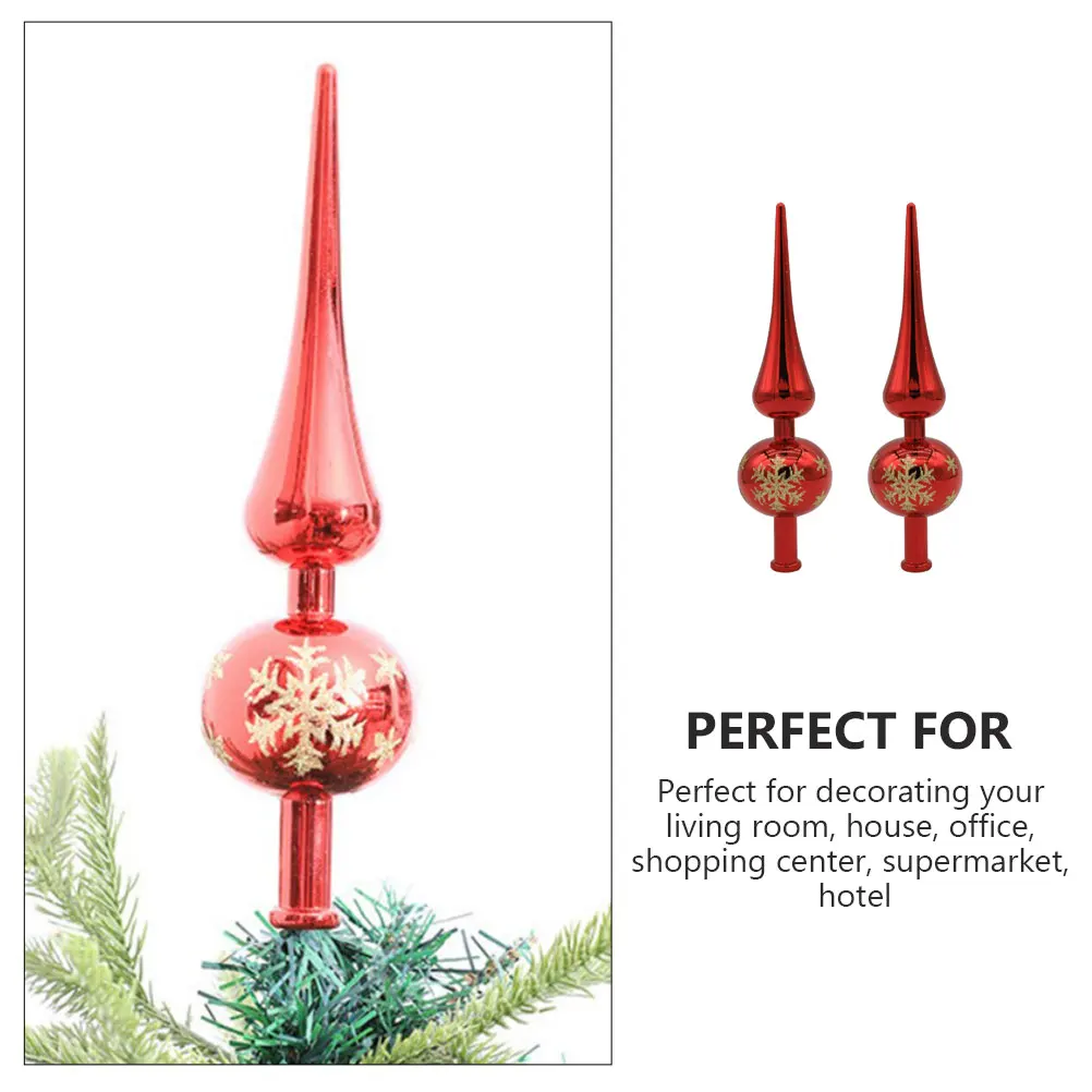 

2pcs Tree Top Star Decoration Unique Christmas Toppers Xmas Tree naments Holiday Supplies Spherical Treetop Plastic Decorations