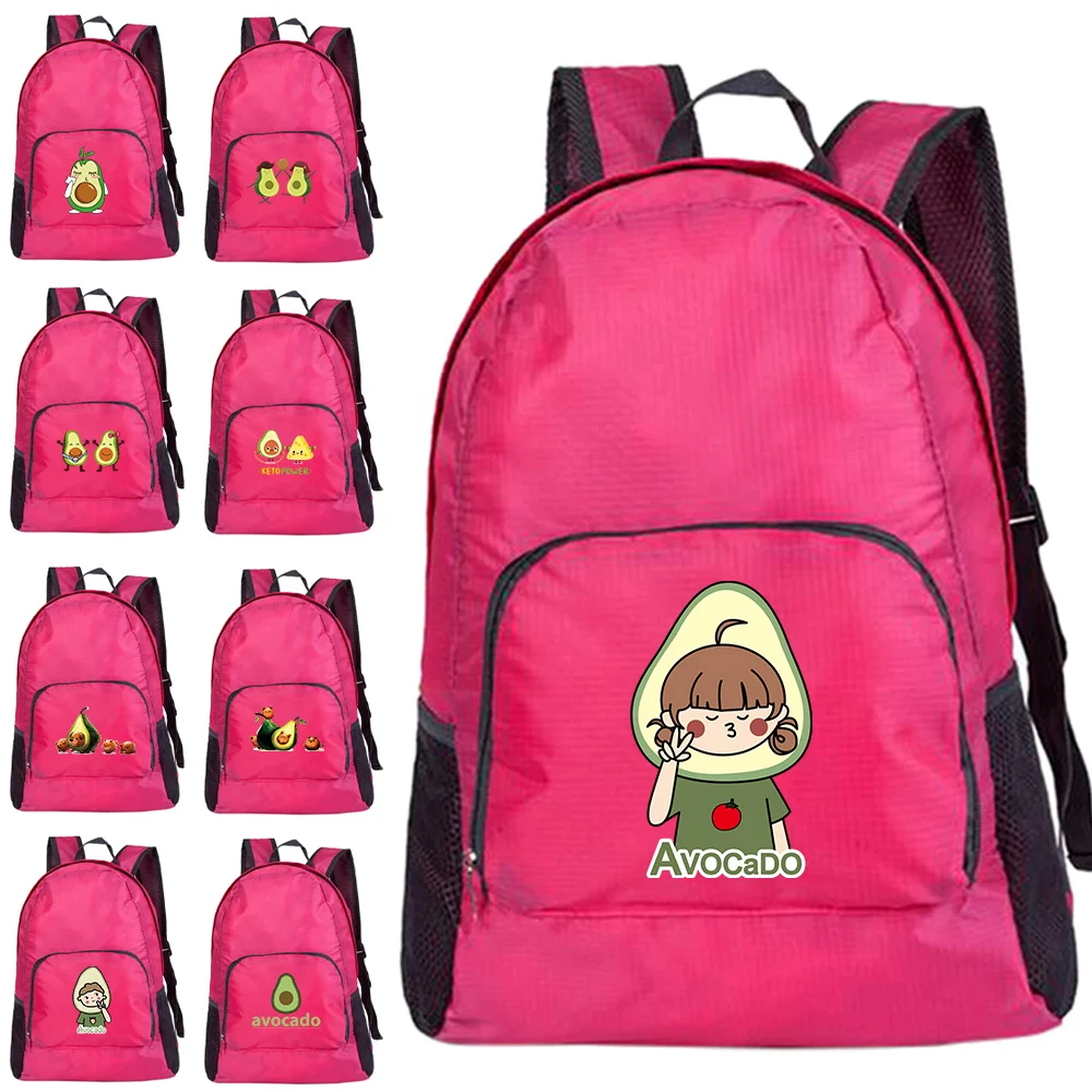 

Folding Eco-friendly Backpacks Large Capacity Mountaineering Bag Avocado Printing Series Portable Leisure Men Women Sport Bags