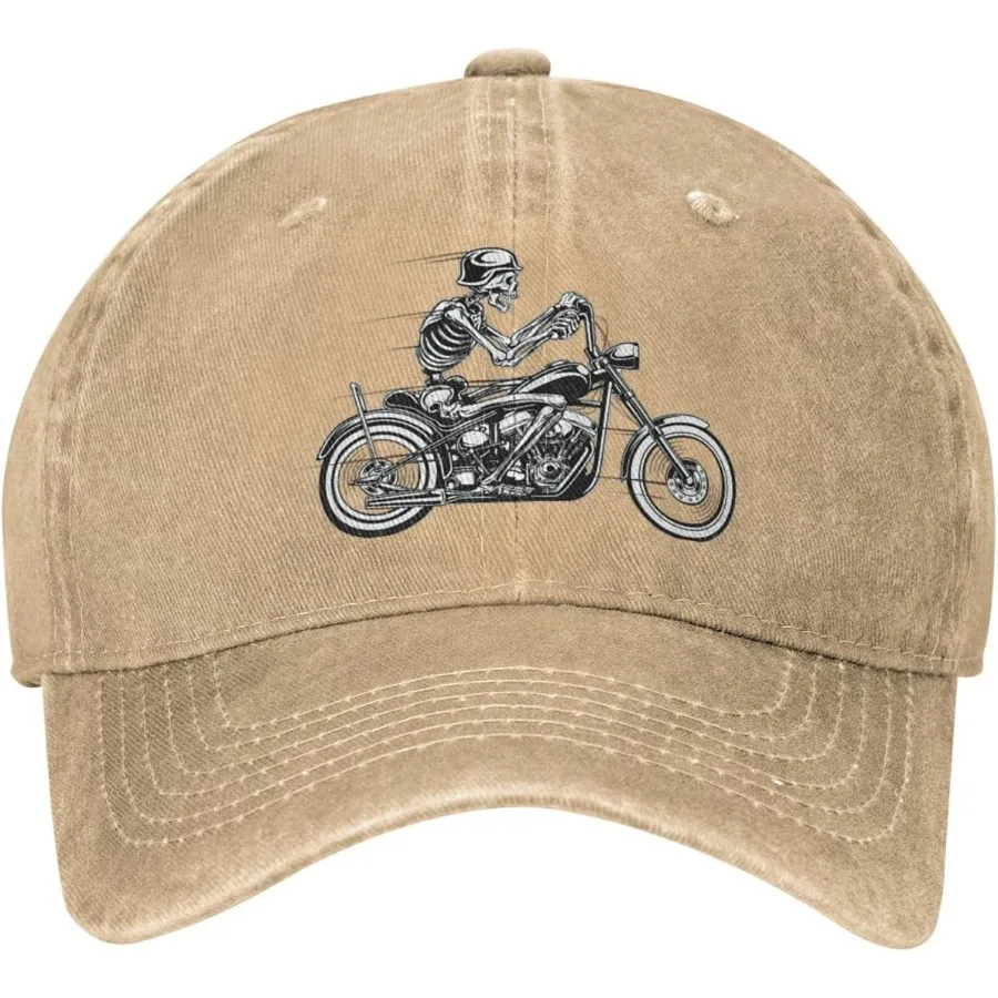 Casquette de Baseball pour moto, squelette, chapeau de Cowboy en coton, rétro lavé, réglable