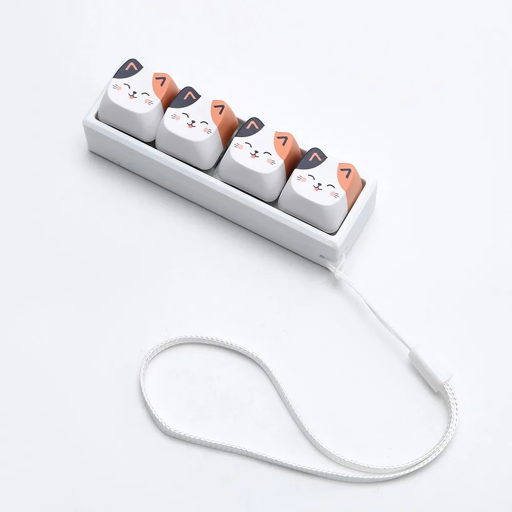 4 Keys Mechanical Keycap Keychain Lightweight Cat Shape Keycap Fidget Keychain Pinch Design Portable