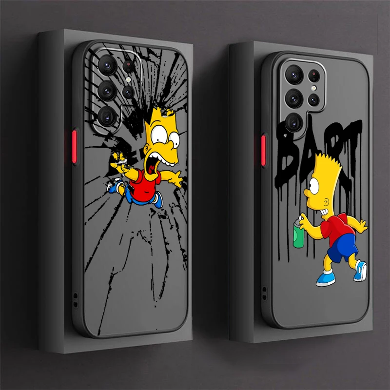 

The Simpsons Disney Art Cute Frosted Translucent For Samsung Galaxy S24 S23 S22 S21 S20 FE S10 S9 S8 Plus Ultra Pro 5G Back