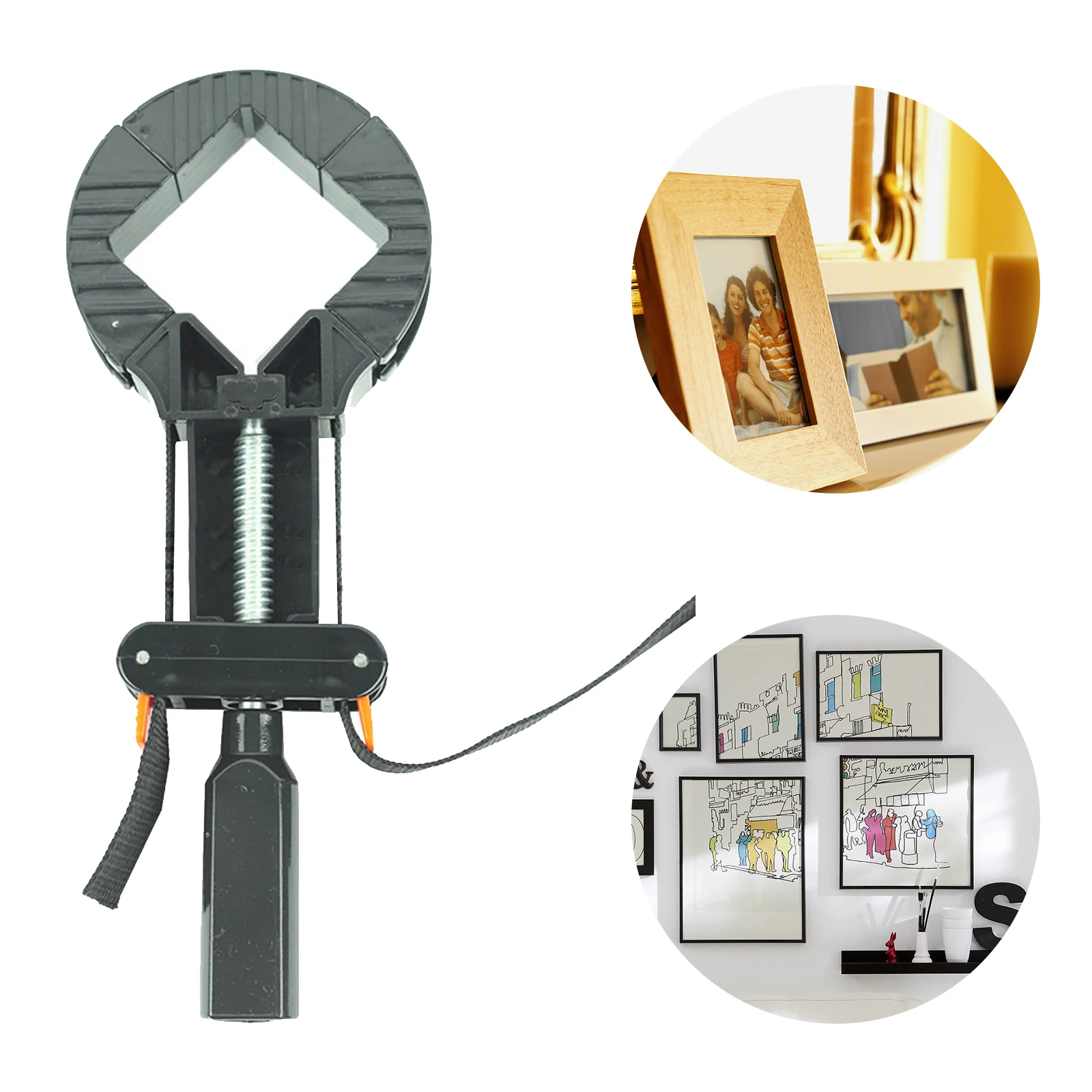 

Multifunction Ratcheting Clamp 90 Degrees Band Strap Clamps Multi-Angle Adjustable Corner Clamp 4 Jaws Picture Frame Holder Clip