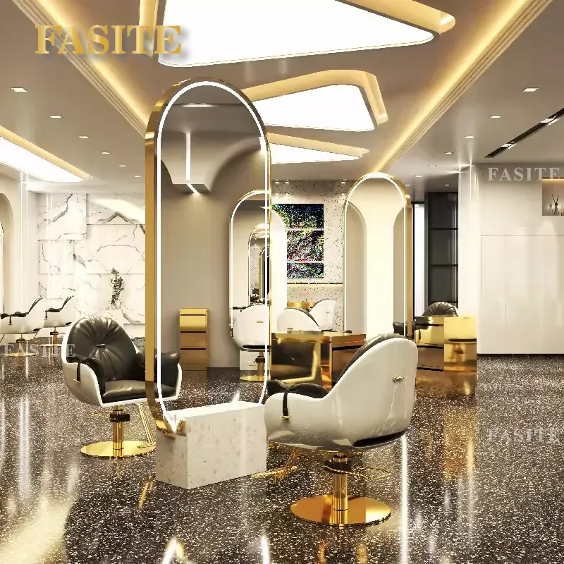 For Barber Shop High End Marble Floor Mirror Special Perm Dyeing Single Hair Cut Table Mirror Internet Celebrity Style