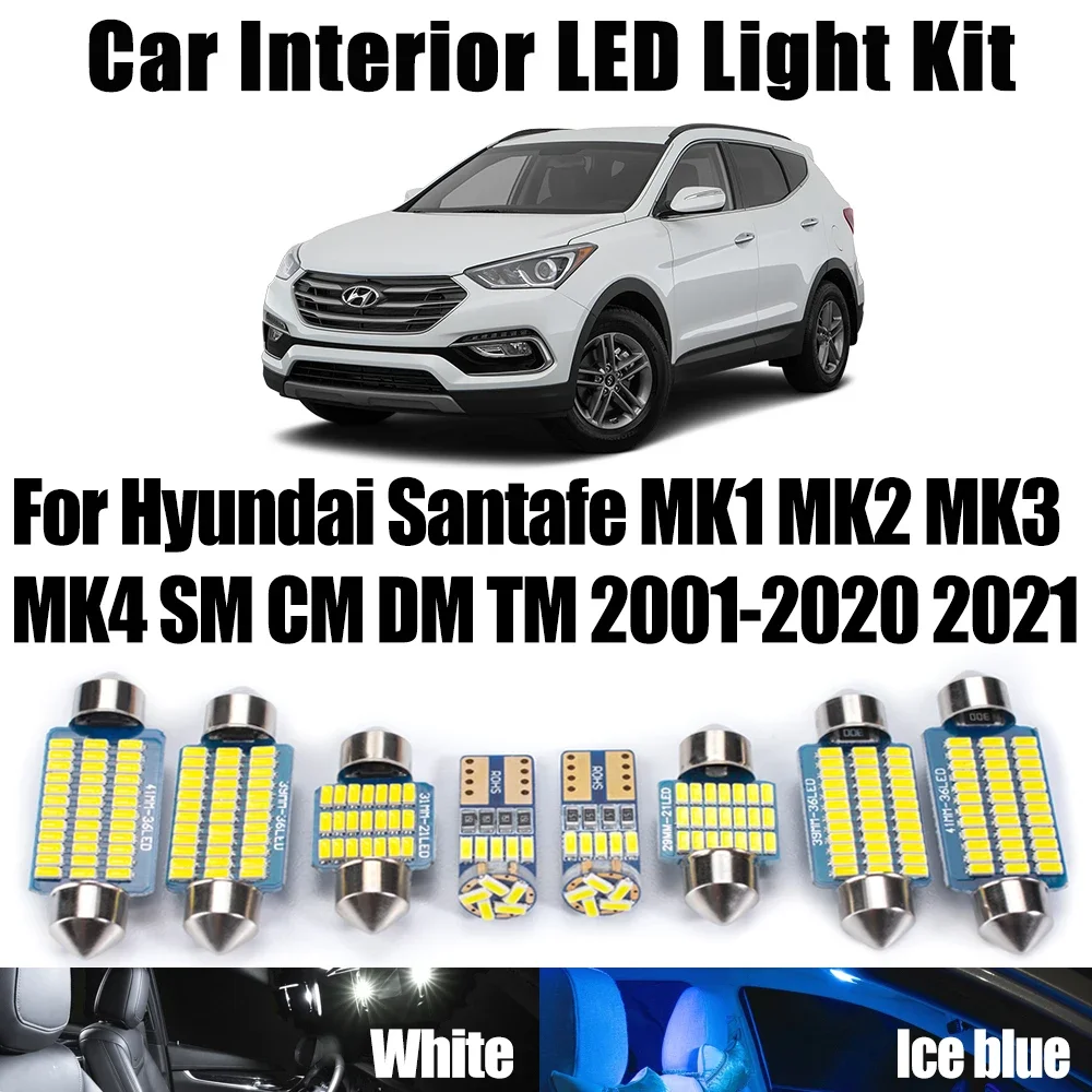 Car LED Interior Ceiling Reading Dome Vanity Mirror Light Kit For Hyundai Santafe Santa Fe MK1 MK2 MK3 MK4 SM CM DM TM 2001-2021