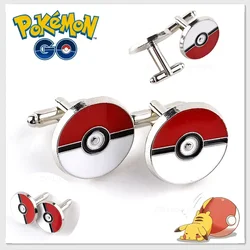 Pokemon Poke Ball Cufflinks Men's Shirt Cuffs Nail Fashion Personality Alloy French Round Button Men Sleeve Shirt Cufflinks