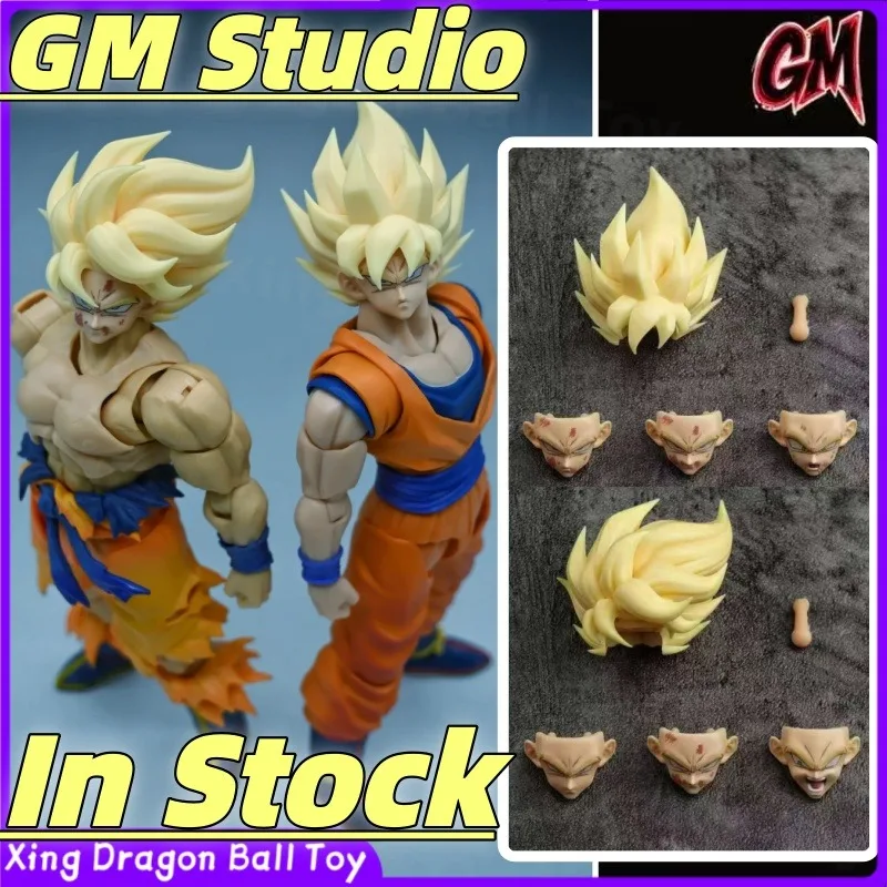 【Envío en 24 horas】 Dragon Ball SHF GM Studio Super Saiyan Damaged Goku Head Sculpt Accessory Pack (Cabello liso / Cabello fluido)