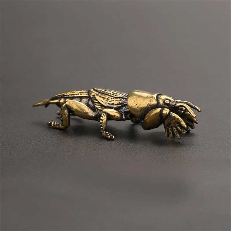 Antique Insect Figurines Miniatures Tea Pet Ornament Pure Copper Field Cricket Statue Desktop Decoration Collection Crafts Decor