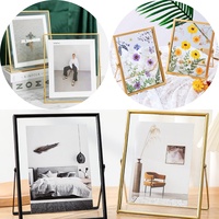 4/6Inch Metal Photo Frame Gold Black Rectangle Acrylic Transparent Surface Folding Picture Frame for Home Desktop Decoration
