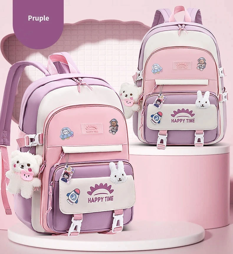 Sac à dos en nylon multi-poches de grande capacité pour femme, sac d'école pour fille, sac à dos pour ordinateur portable, livre, mignon, Ins, junior, lycéen