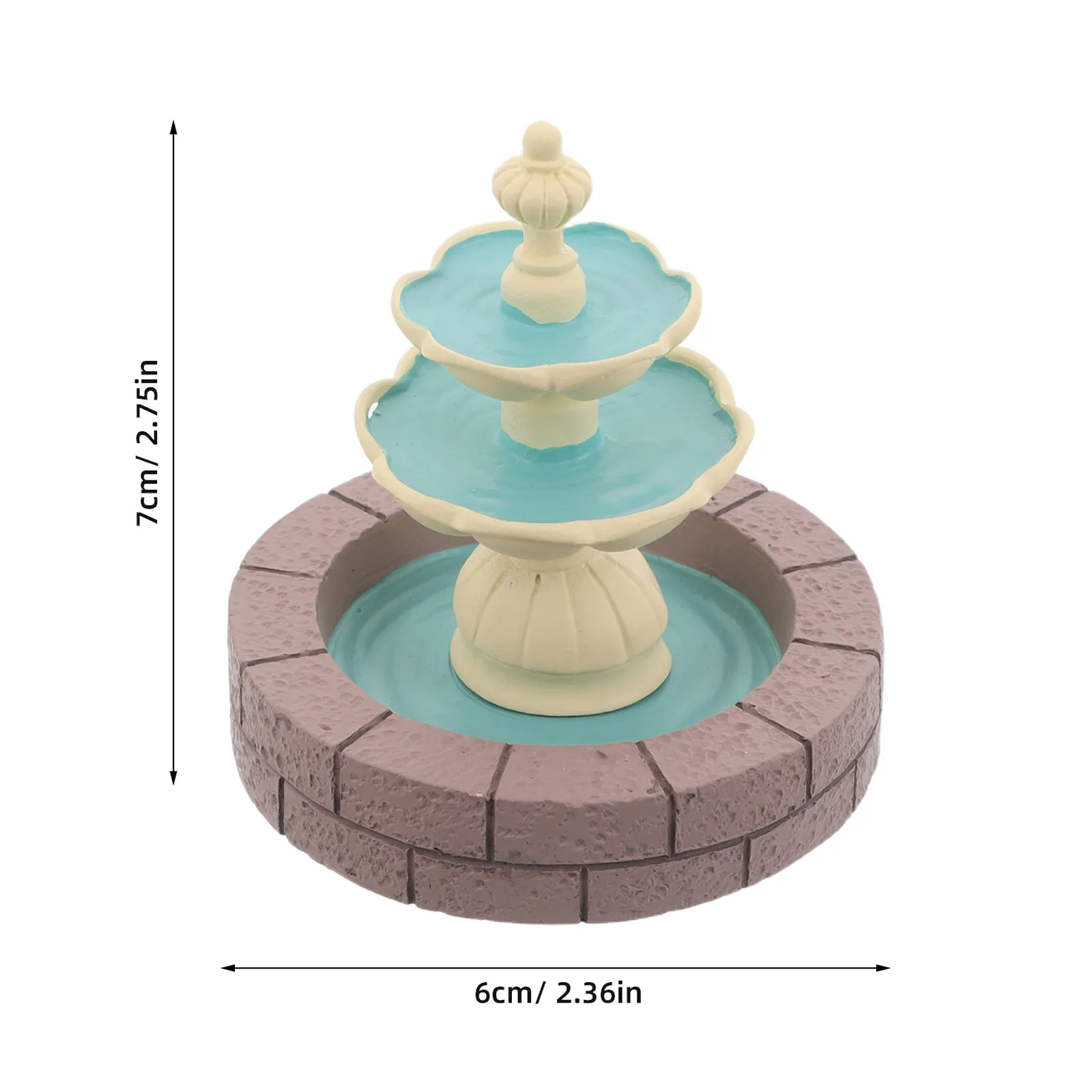 2Pcs Mini Resin Fountain Tabletop Waterfall Ornament Silent Micro Garden Decor for Fairy Bonsai Landscape DIY Diorama
