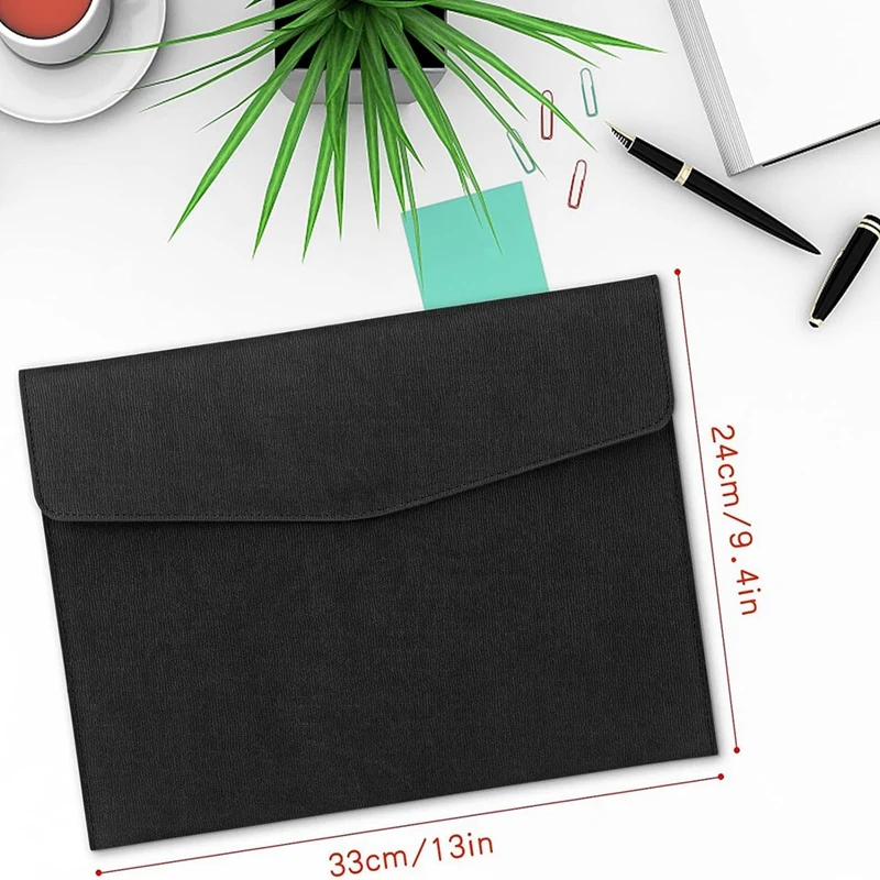 2Pcs Document File Folder, Waterproof Thin PU Leather A4 Envelope Folder Expanding File Organizer Portfolio Storage Case Durable