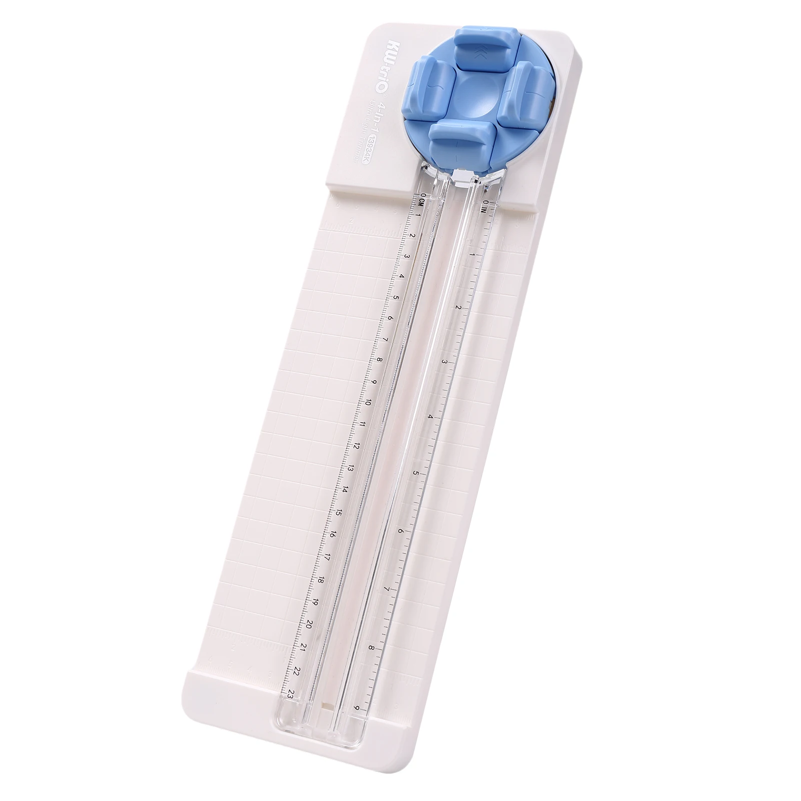 أداة تشذيب الورق KW-Trio 4 في 1 أداة قطع الورق المكتبية بطول 23 سم مع ثقب وتجعيد موجة مستقيمة