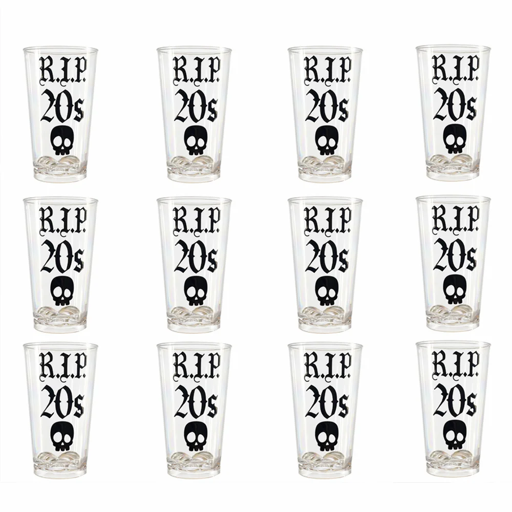 

12pcs RIP 20s 2oz Shot Glasses Plastic RIP to My 20s Decorations 30th Birthday Party Favors for Women Best Number 30 Birthday