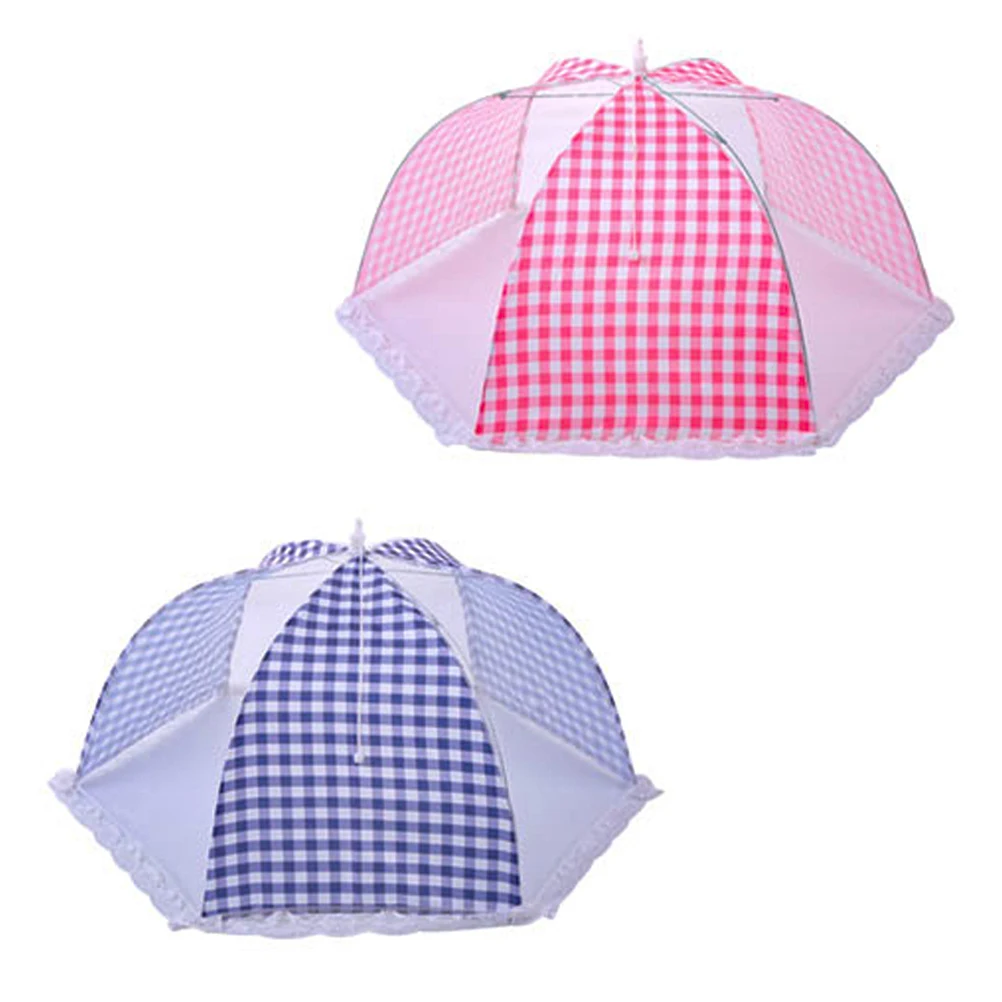 

2Pcs Food Cover Reusable Mesh Tent Foldable Kitchen Plate Smooth Edges Fine Workmanship Keeps Clean Hygienic Prevents Dust