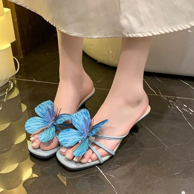 

French Stunning Fairy Style Women Sandals Outdoor Summer New with Skirts Slim Heel High Beach Slippers Trendy
