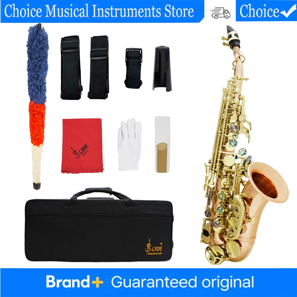 

Саксофон сопрано SLADE B-Flat (Bb) из фосфорной бронзы, изогнутый, латунный инструмент | Премиальный саксофон для студентов и профессионалов с полным комплектом аксессуаров