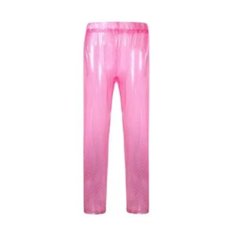 Pantaloni impermeabili in PVC trasparente con pois rosa trasparente. Allentano facilmente la caduta impermeabile