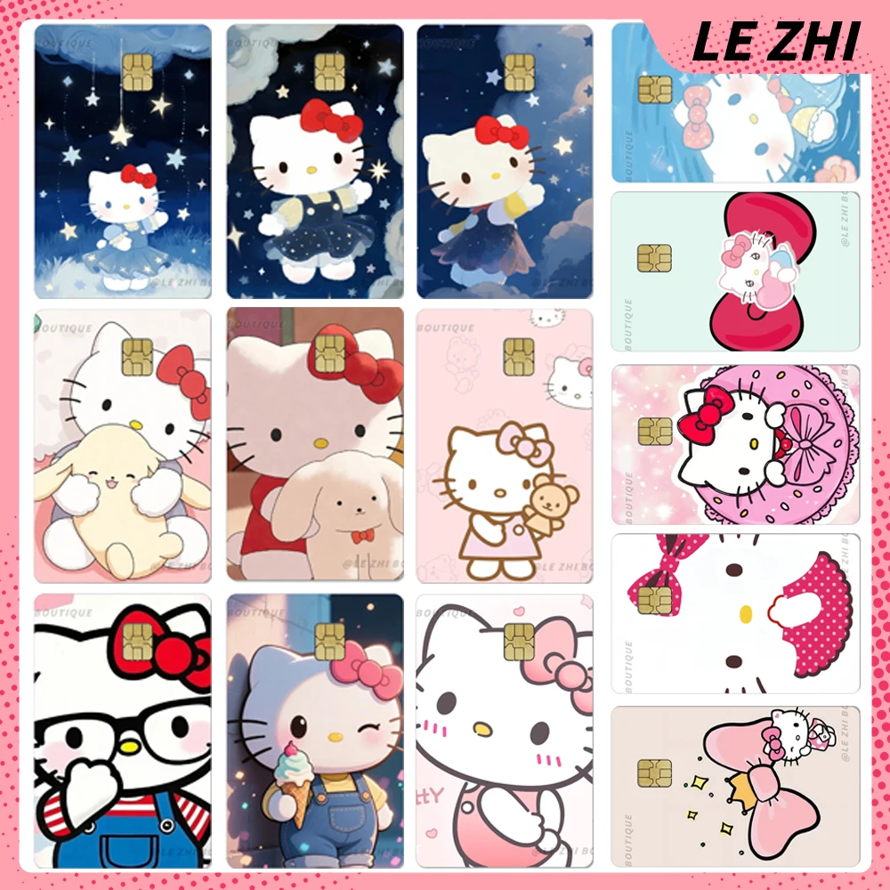 

1Pc Kawaii Sanrio Hello Kitty Credit Debit Card Party Sticker Shining Rainbow Love Star Waterproof Protective Skin Sticker