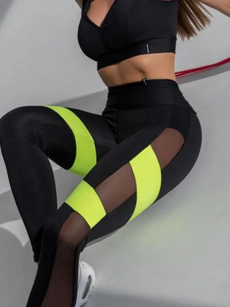 Gymdolphins Women's Sports Suit Sports Bra & Skinny Patchwork Mesh High Waist Leggings Fitness Yoga Sets 2024 Spring Summer New