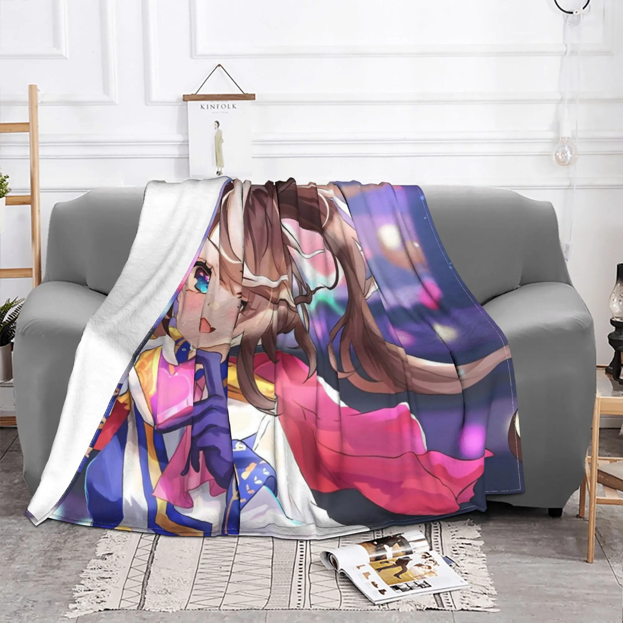 Umamusume Pretty Derby Anime Flannel Blankets  Custom Throw Blankets for Bed Sofa Couch 125*100cm Plush Thin Quilt