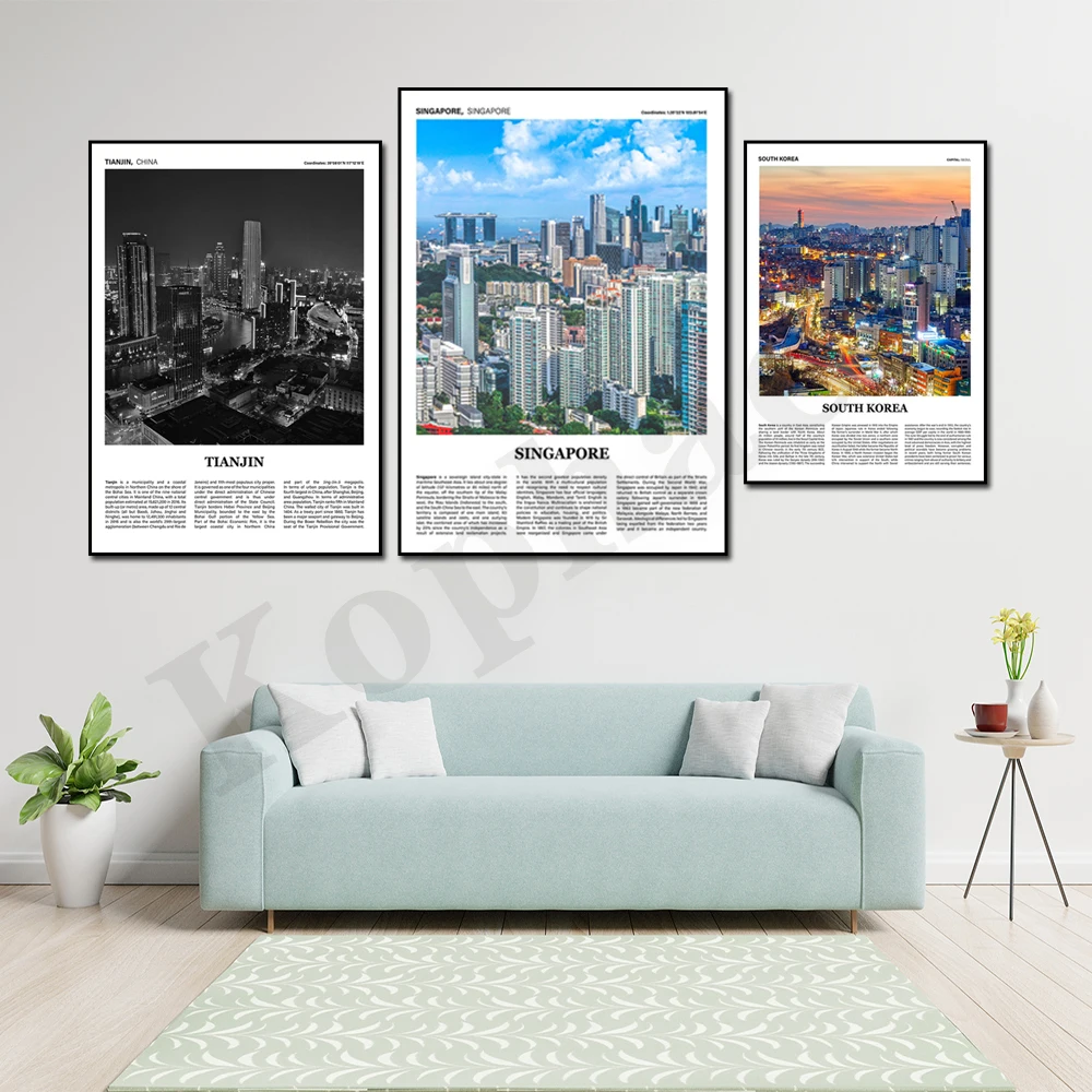 Thailand Pattaya Phuket Moscow Chinese Taipei Taichung Singapore Tokyo Japan Korea Skyscraper Cityscape Travel Wall Art Poster