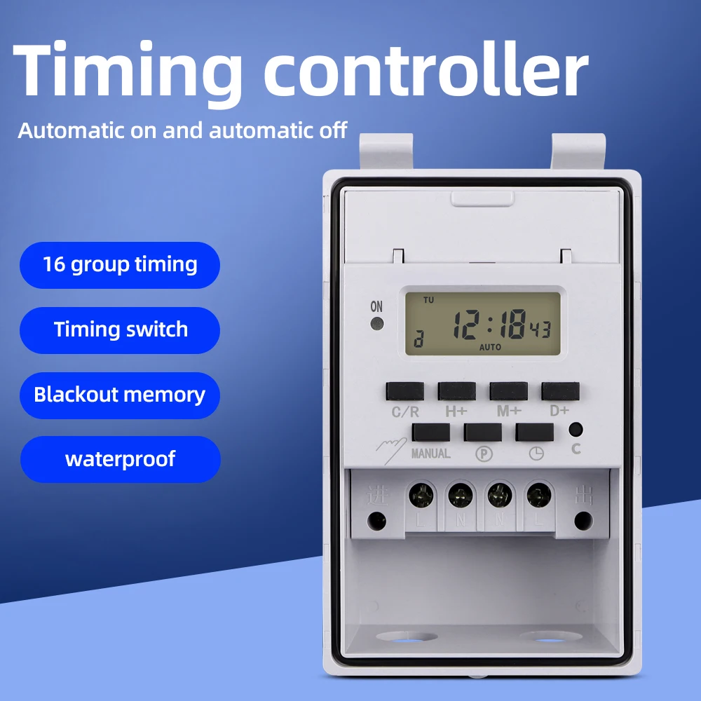 Timer Switch 30A Recycle Weekly 7 Days Programmable Digital Time Relay Home Appliance Timer Control With Outdoor Waterproof Box