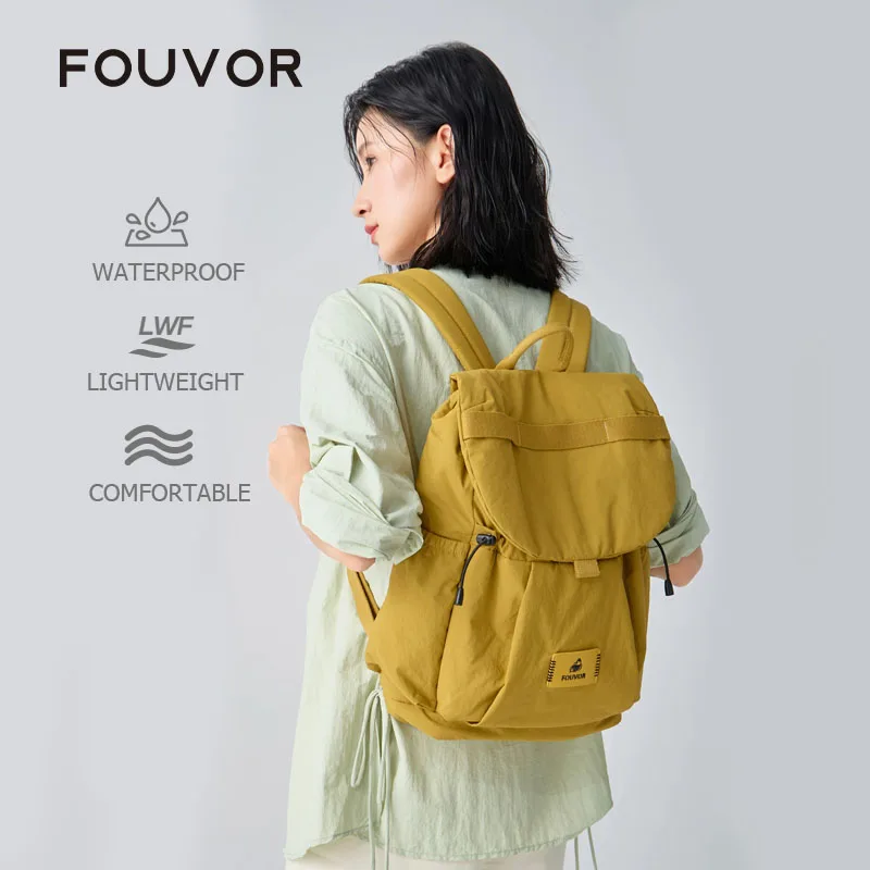 FOUVOR Fashion Backpack Women 2026 Trend Lightweight Travel Drawstring Flap Casual Backpacks Students School Bag 3072-03