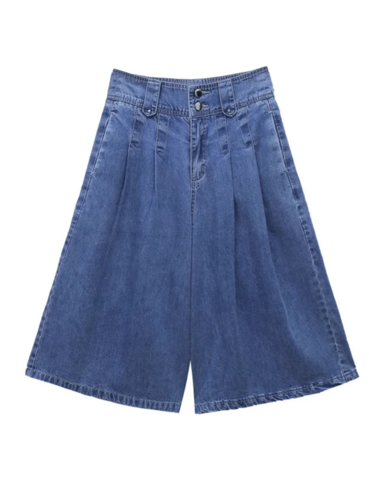 شورت جينز نسائي عالي الخصر للصيف، رقيق وجديد، فضفاض بأرجل واسعة، قصة مستقيمة، ستة عشر قطعة، بألوان غامقة وفاتحة #3