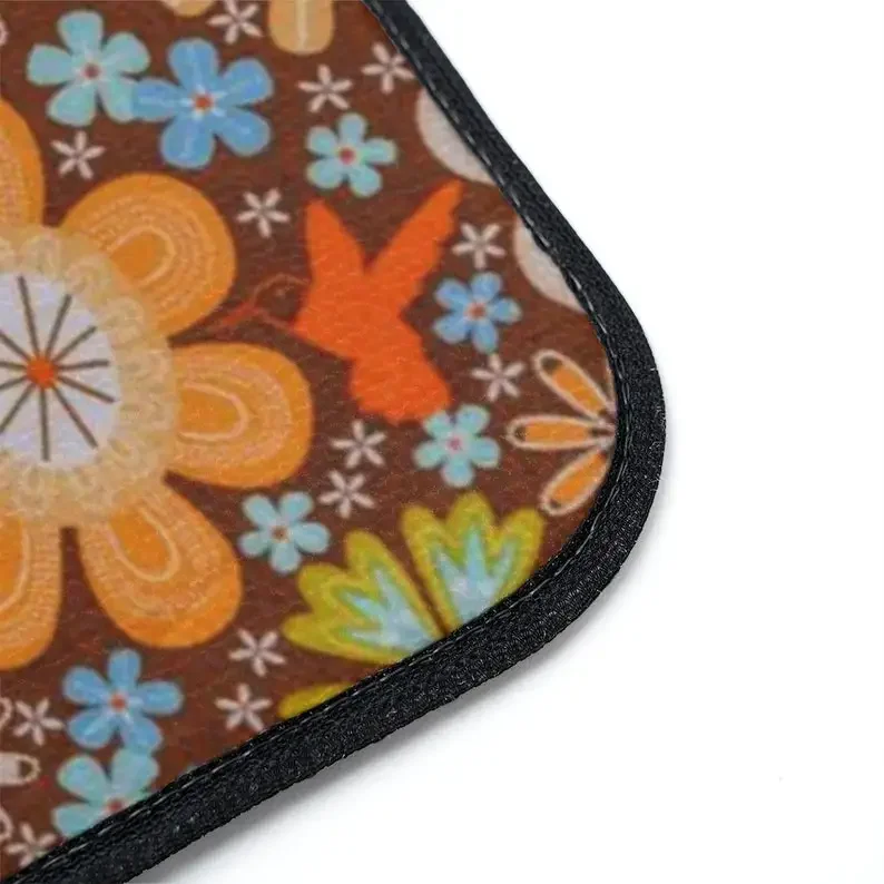 Boho Car Floor Mats, Aesthetic Flower Retro Groovy Car Floor Mats, Y2K Car Accessories