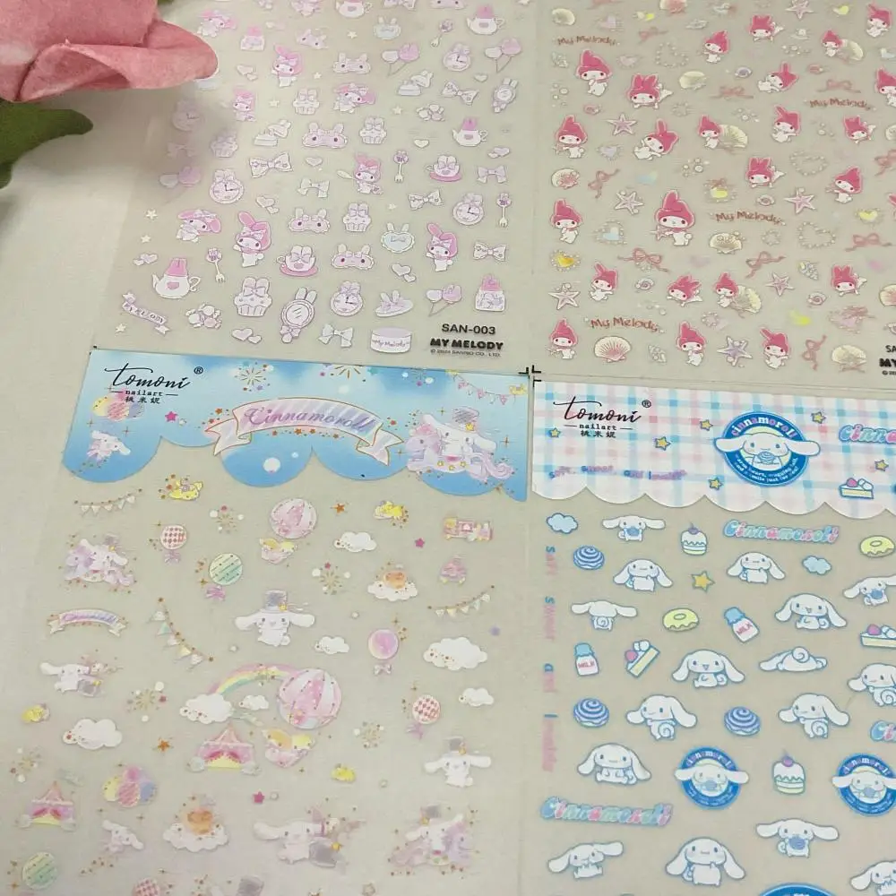 1 sheet Sanrio New 3D Relief Nail Art Stickers Nail Decals for Manicure fashion Design DIY Happy Accessories