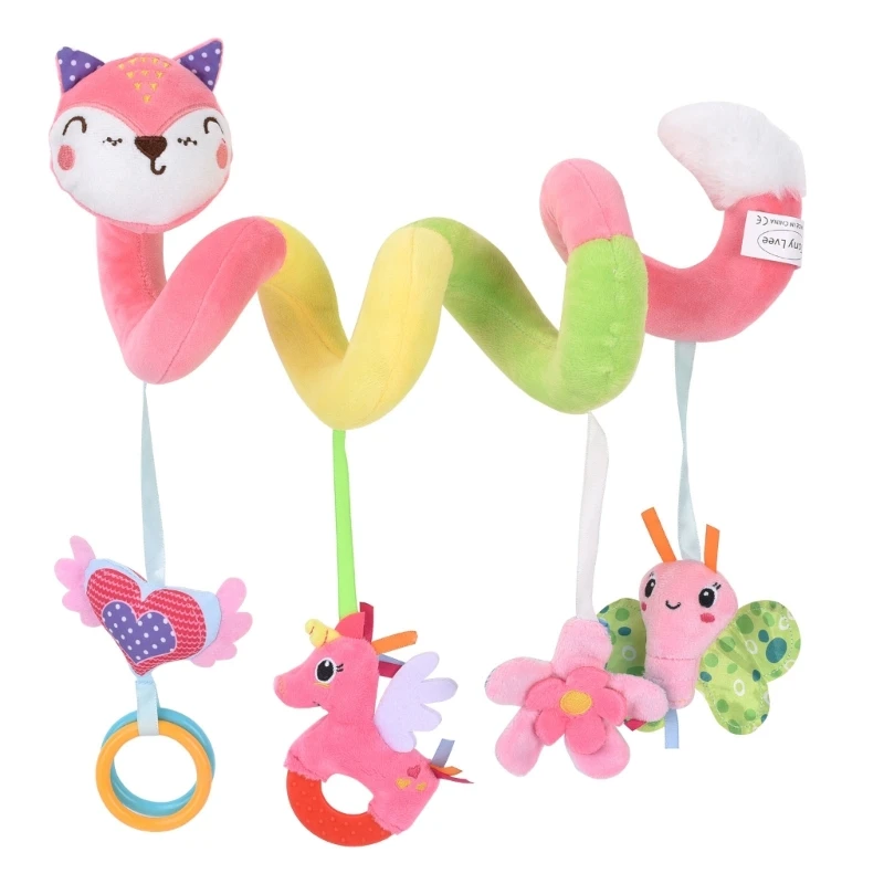 50cm Cute Soft Stuffed Fox Shape Infant Bed Winding Toys Cartoon Bee Pendant Crib Stroller Hanging Toy Baby Rattles Newborn Gift