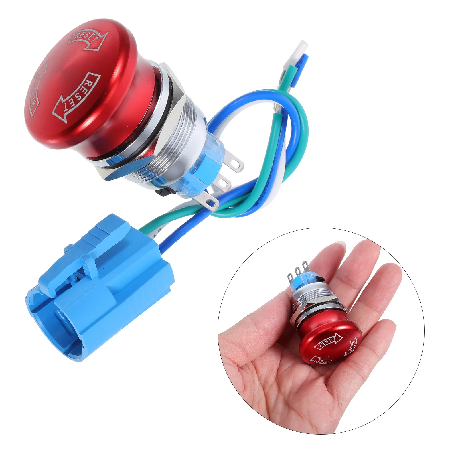 

1Set Metal Emergency Stop Button Switch Latching 22mm Stainless Steel Connector Plug Industrial Safety Wide Voltage 12-220V