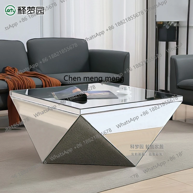 Modern simple coffee table creative glass mirror corner several large and small apartment Nordic fashion living room
