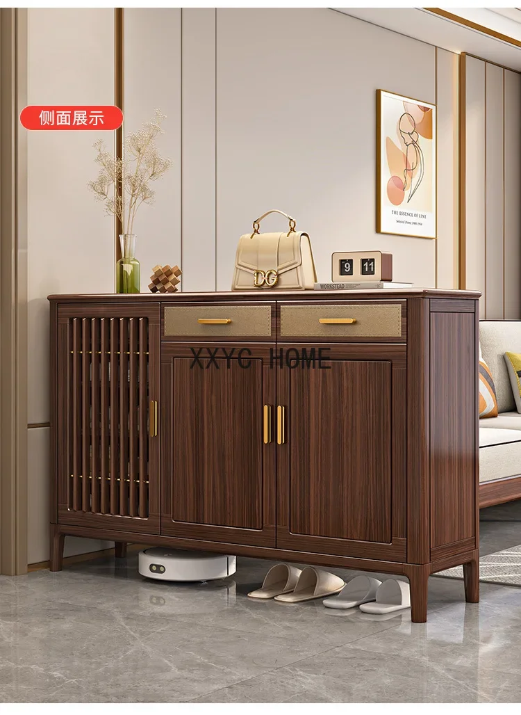 

Walnut Solid Wood Foyer Doorway Storage Cabinet Dust-Proof Storage Cabinet