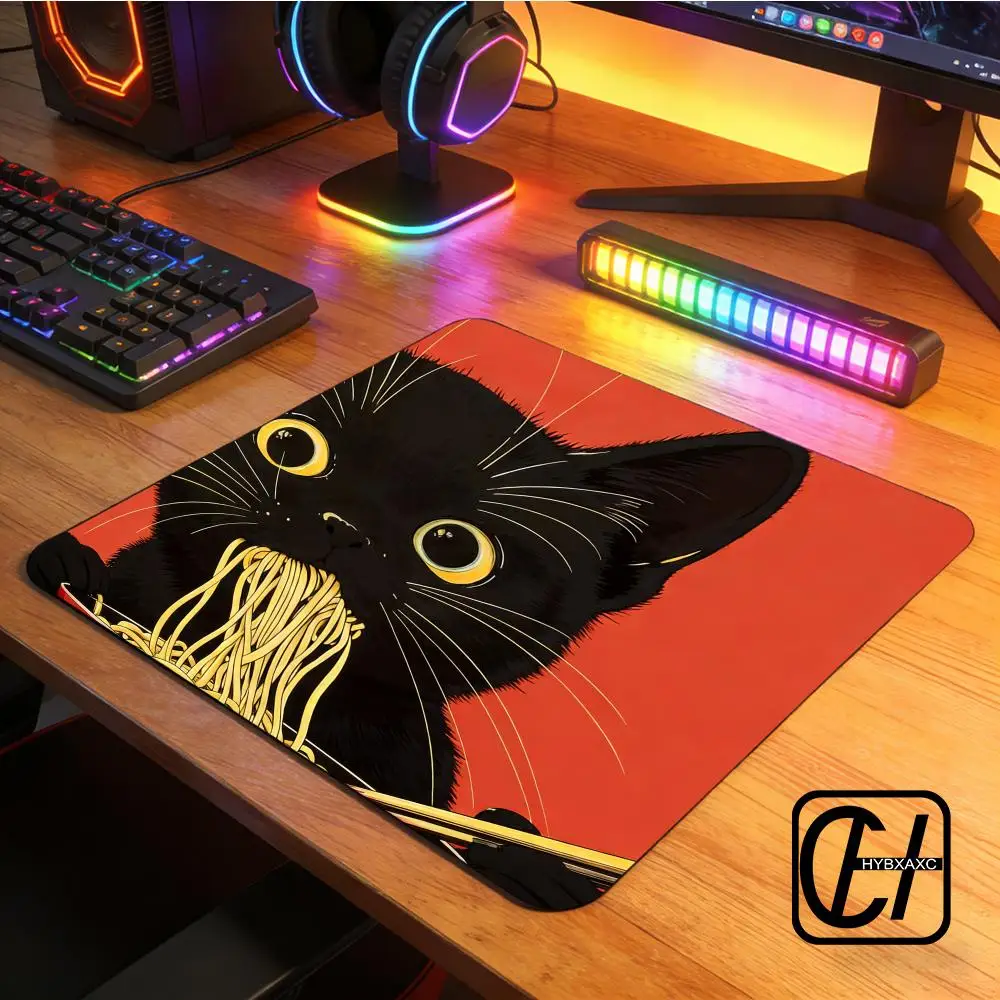 

Cat Eat Ramen Mouse Pad Computer Accessories Office Game Table Mats Rubber Anti-slip Mousepads Small XS Decor Desk Pads HYBXXC