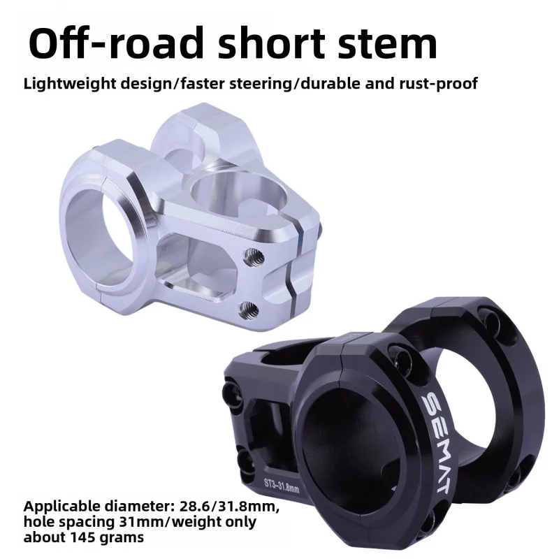 SEMATMountain Bike Stem High Strength Aluminum AlloyCNC31.8MMAll-Terrain Slope Downhill Off-Road Short Stem