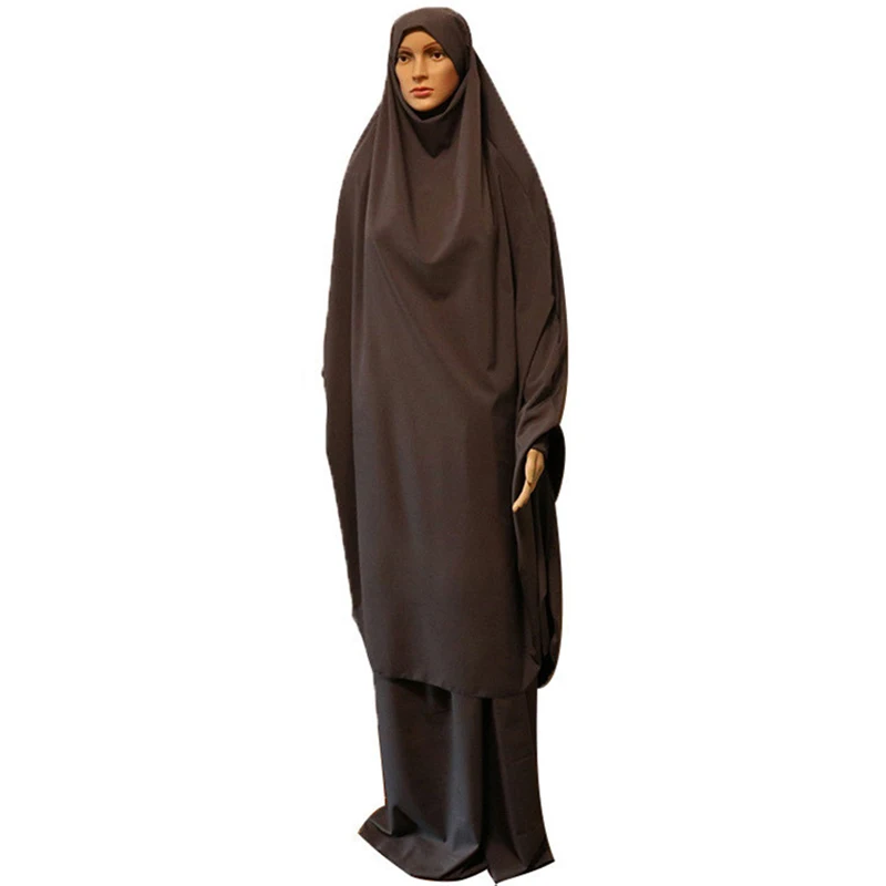 Two-Piece Set Muslim Women Prayer Garment Dress Hijab Long Khimar Abaya Robe Outfit Ramadan Skirt Abayas Islamic Clothes Niqab