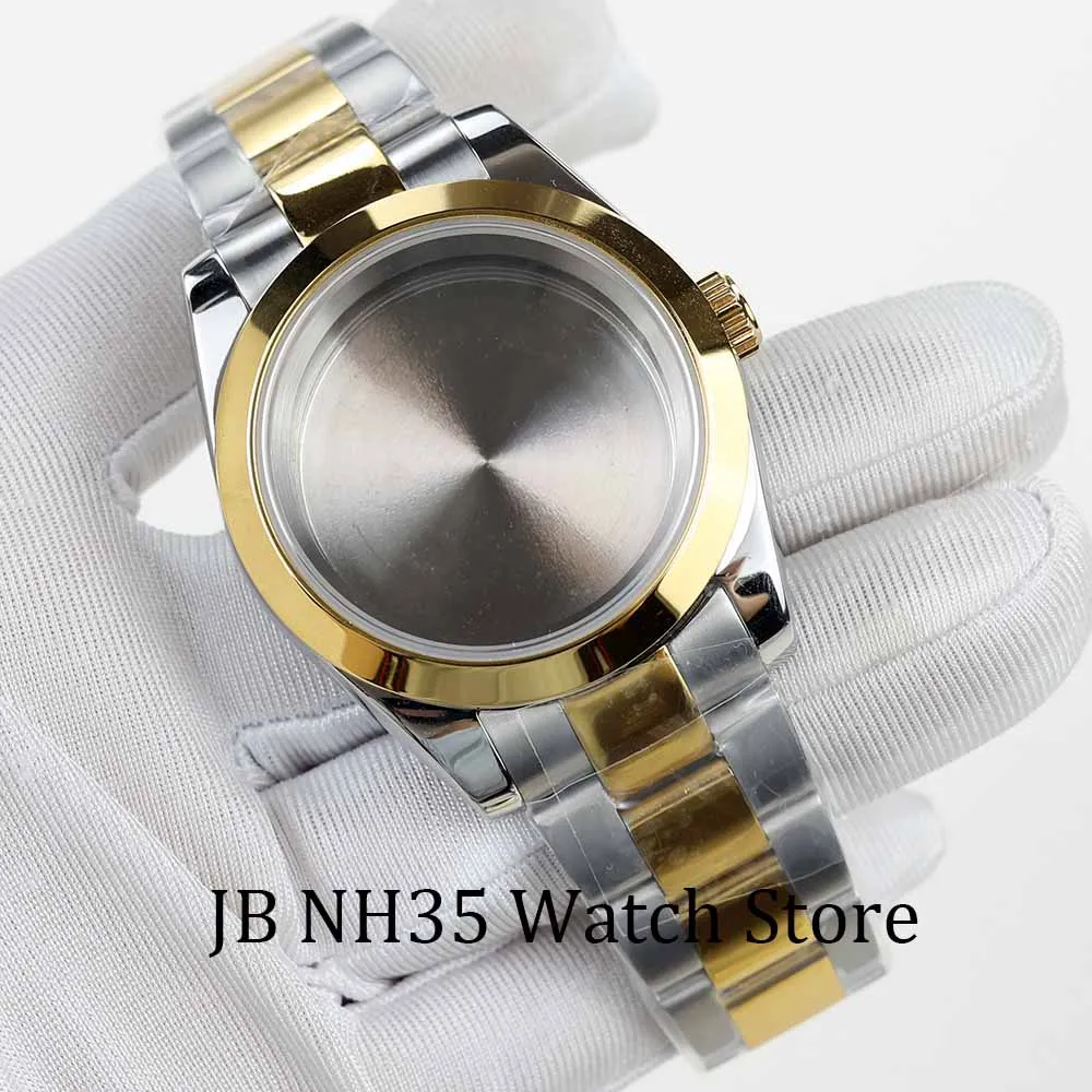 

36/39mm Gold/RoseGold/Silver high quality Watch Case Strap Parts Sapphire Glass stainless For Seiko nh35/36 Movement 28.5mm Dial