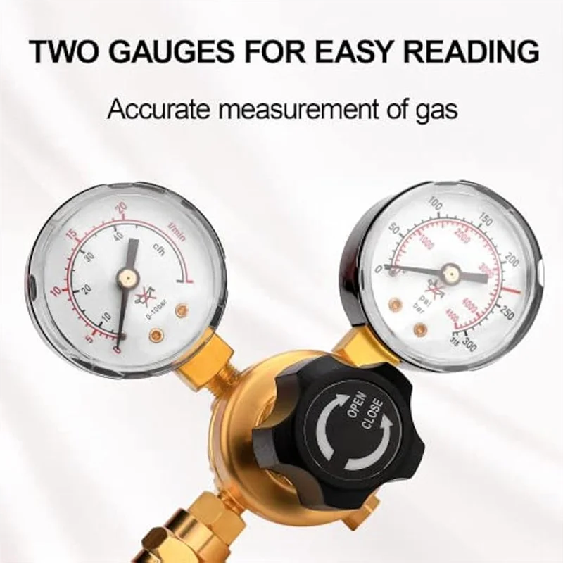 منظم غاز اللحام ABJO-Argon CO2 مع خرطوم 6.6 قدم، اتصال مدخل CGA580، ضغط الإدخال 0-4500PSI/0-10BAR