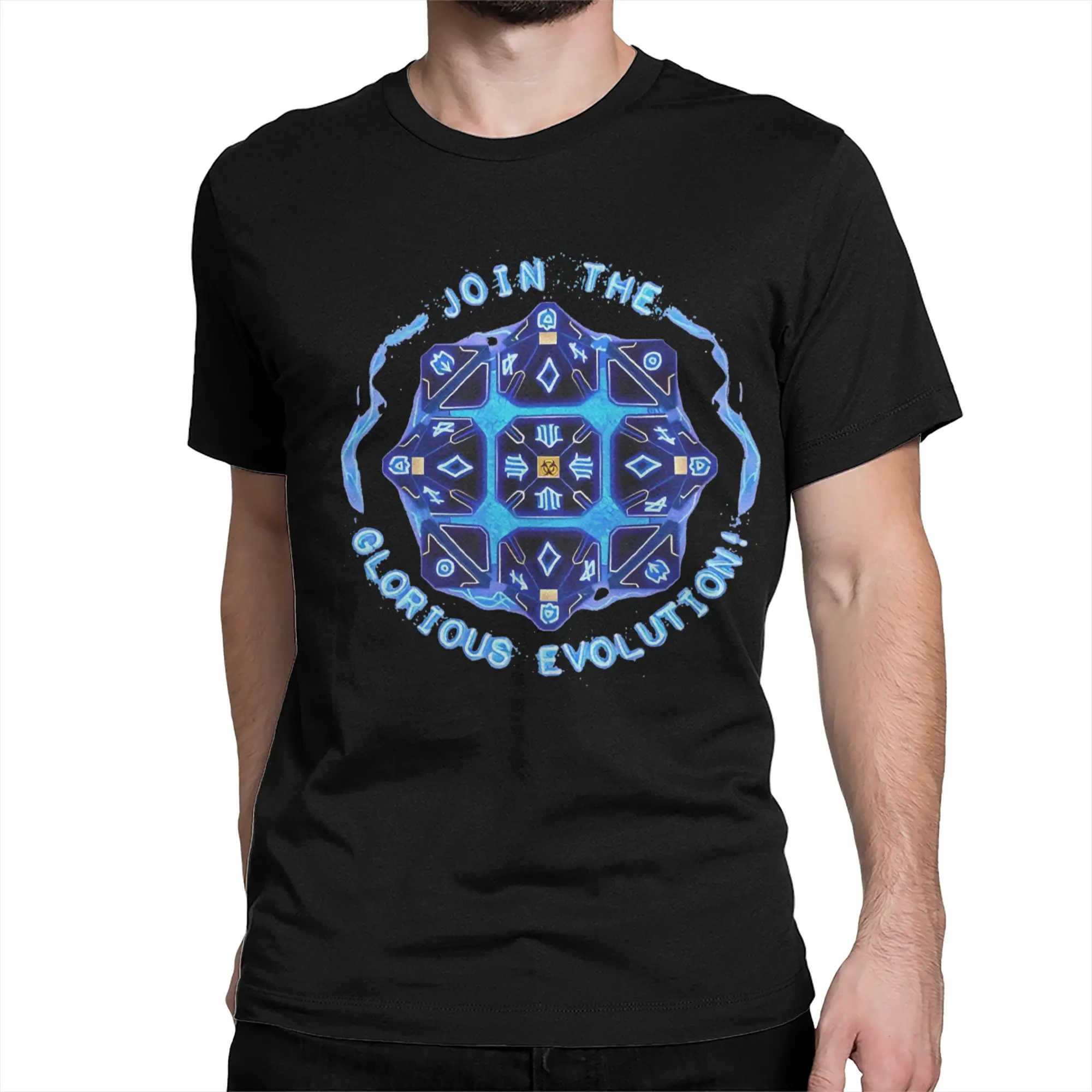 Arcane HEXCORE Join The Glorious Evolution T-Shirt for Men Vintage Pure Cotton Tees Short Sleeve T Shirt Gift Idea Clothing