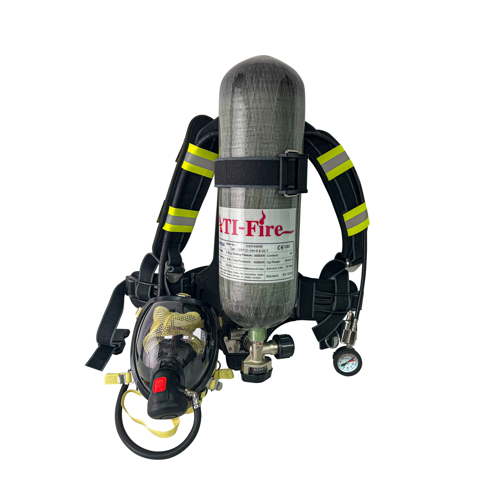 Safety fire protection equipment, self-contained breathing apparatus, full face shield, firefighter fire rescue 6.8-liter cylind