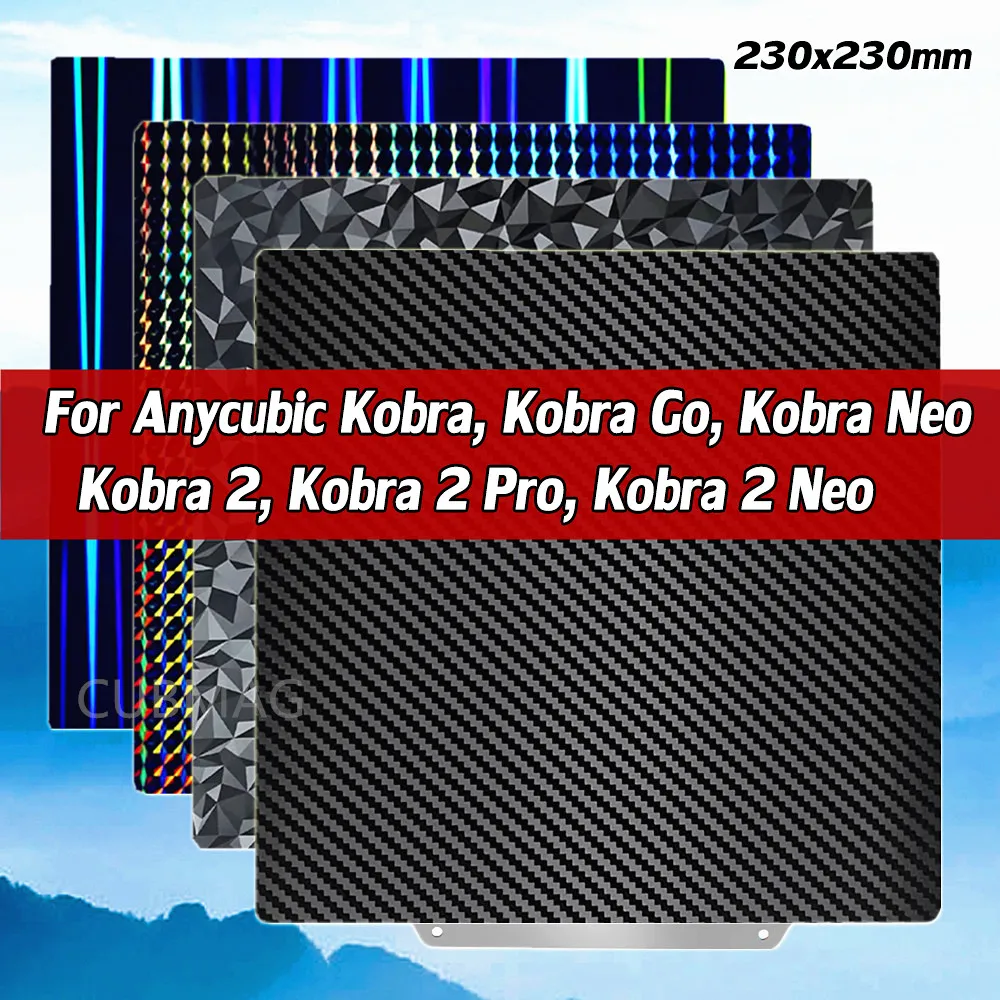 

For Anycubic Kobra 2 Magnetic Build Plate Kobra 2 Neo/Pro PEI Sheet PEO PET Spring Steel Sheet for Aycubic Kobra Neo/Go 230x230