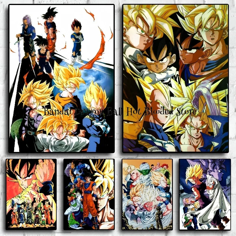 Figuras de Anime de sangre caliente de alta calidad Dragon Ball Z Super Saiyan Goku Gohan Vegeta HD póster pintura decorativa imagen artística