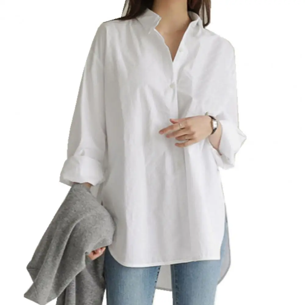 Spring Autumn Women Shirts Solid Casual Blouses Female Tops Loose Korean Style Blusas Long Sleeve Turn-Down Collar Shirt