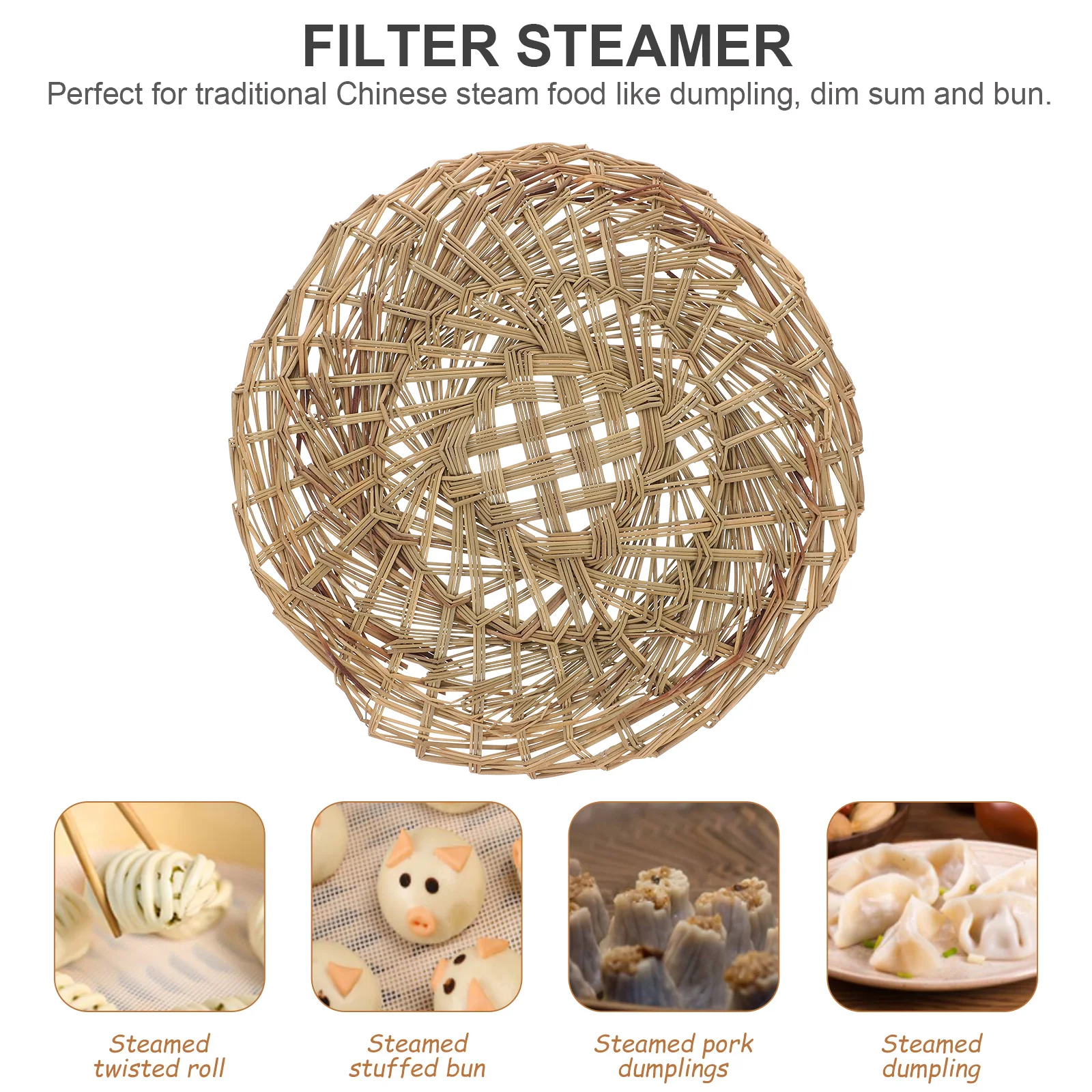 

6 Pcs Steamer Mats Straw Pads Reusable Kitchen Filter Drawer Liners Bao Bun Dim Sum Mats Weave Round Pad Inserts