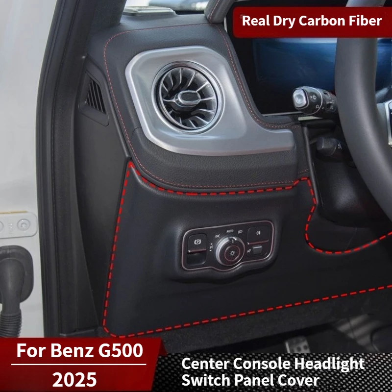 

For Mercedes-Benz G500 Real Dry Carbon Fiber Center Console Headlight Switch Cover Panel Trim Interior Mouldings Accessories