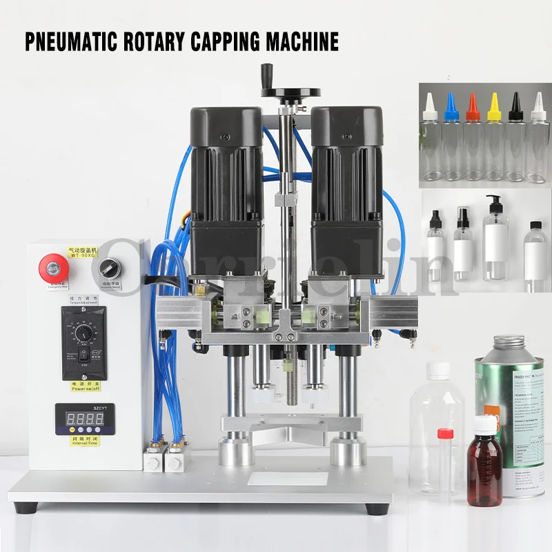 Automatic Rotary Bottle Cap Machine Pneumatic Glass Plastic Tin Head Bottle Capping Sealing Machine Bottle Screw Capper 90XG