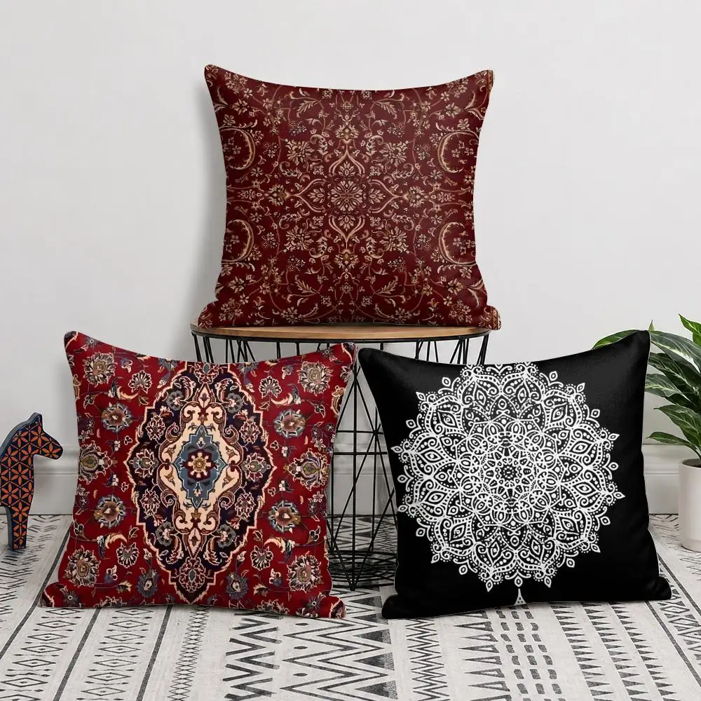 Flower Indian Bohemia Cushion Cover Soft Short Plush Pillow Cover Smooth Cozy Texture Aesthetic Cushion Case Home Decor