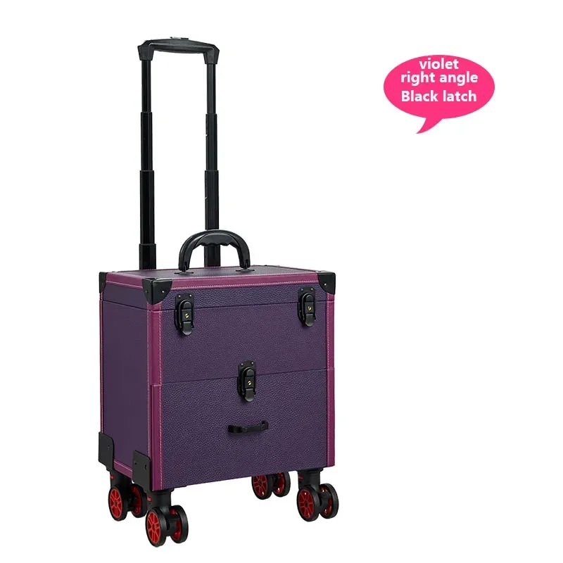 المهنية ماكياج حقيبة عربة حالة السفر مستحضرات التجميل التخزين المنظم أداة صندوق أسود الجمال مانيكير الأمتعة عجلات أكياس #5